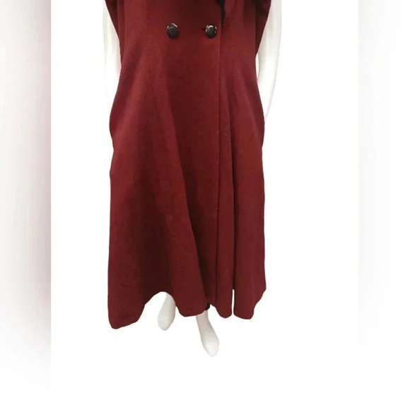 💥 HOST PICK💥 Le Château EUC Vintage Wool Blend Cranberry Wine  Coat Size Large - Picture 4 of 12